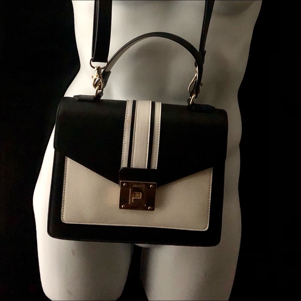 Smart Black handbag with white accents
